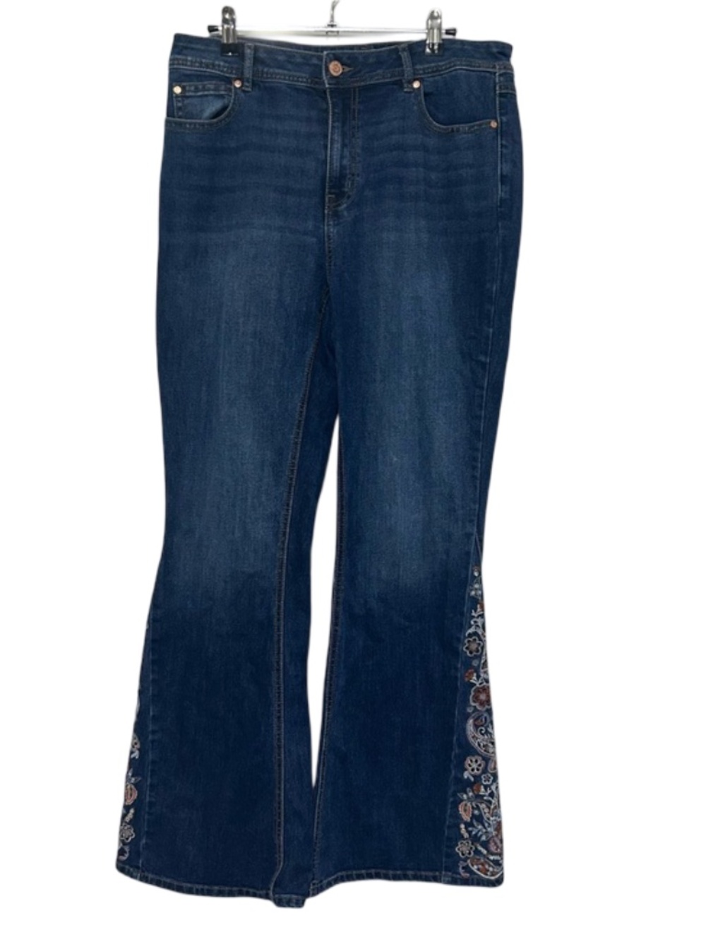 Est Denim Size 12 Floral Embroidered Flare Jeans